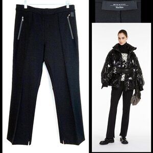 Max Mara Weekend Goya Black Technical Jersey Trousers Career Business Sz 12